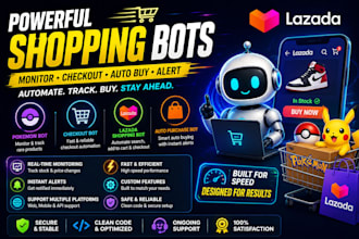 pokemon bot, checkout bot, auto buying lazada shopping bot, auto purchase bot