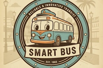 design a unique vintage smart bus logo