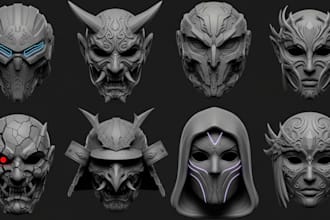 custom printable 3d mask 3d helmet oni mask 3d armor 3d cosplay futuristic mask