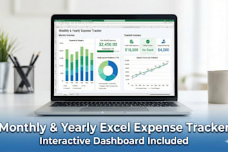 professional excel monthly and yearly expense tracker with dashboard