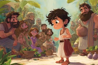 illustrate children story book illustration, christian story