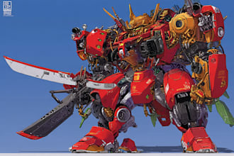 illustrate high quality futuristic mecha designs