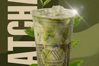 design eye catching  cafe and matcha poster