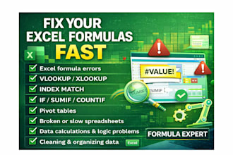 fix your excel formulas, errors, vlookup, xlookup and pivot tables