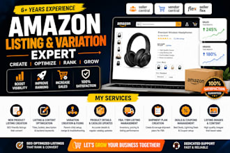 create and optimize amazon product listings, variations and images