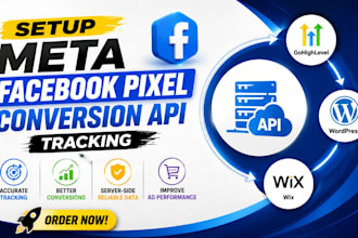 setup meta facebook pixel conversion API tracking gohighlevel ghl wordpress wix