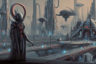 design original sci fi city concept art futuristic