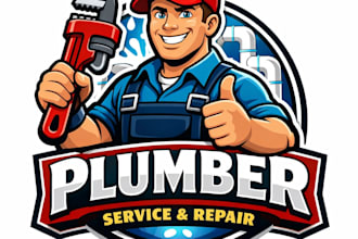 design high quality plumber mascot logo with t shirt design