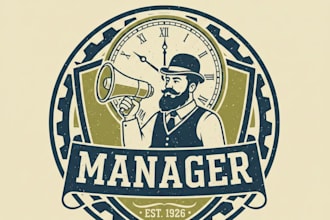 design a professional vintage manager logo