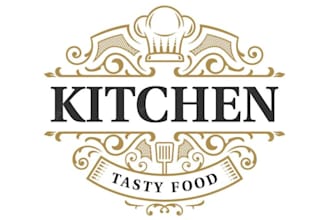 design a charming vintage kitchen logo