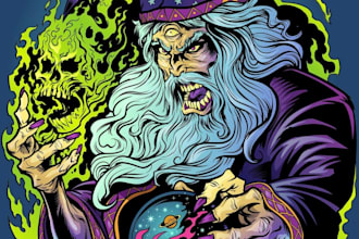 do custom psychedelic illustrations, logo, t shirts