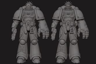 design custom 3d space marine warhammer bits and stl for space marines