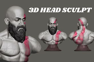 sculpt 3d head face bust action figure png to stl 2d to 3d stl file