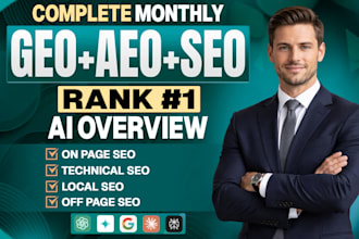do monthly ai optimization with aeo, GEO, local ranking and backlinks