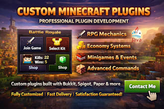 develop custom minecraft plugins using java, bukkit, spigot, and paper