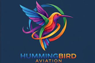 make flaying hummingbird colorful style mascot logo design