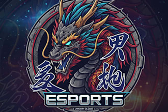 design dragon ryu esport mascot logo with business