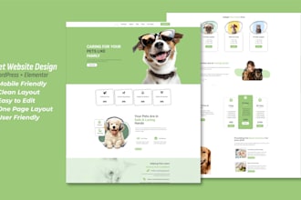 design a one page pet care website using elementor