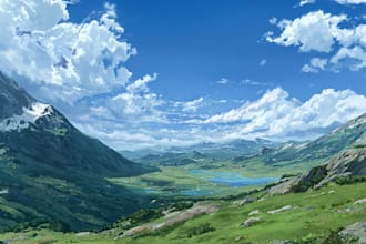 draw anime background, 2d environment, landscape