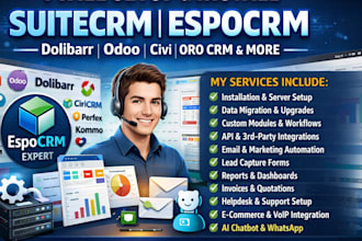 setup, install suitecrm espocrm dolibarr odoo civi oro crm perfex kommo sugarcrm