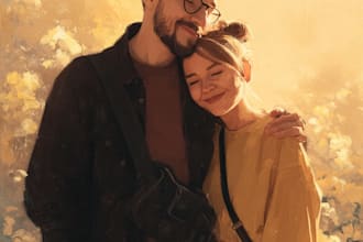 draw cute couple portrait illustrations