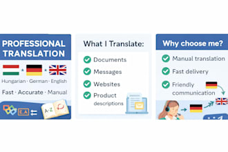 translate hungarian, german and english texts proffessionally
