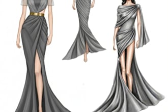create modern and couture fashion dress illustrations
