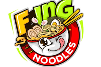 create eye catching ramen noodles food logo and t shirt design