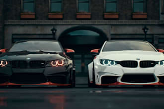 render 3d sport car for cinematic vfx animation, keyframe,3d car rigging,blender