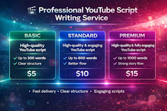 write high quality and engaging youtube scripts