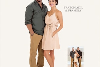 do couple or family portrait to cartoon vector illustration for valentine