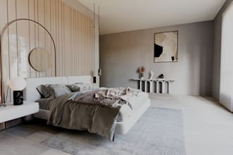 design a realistic 3d bedroom render in 24 hours