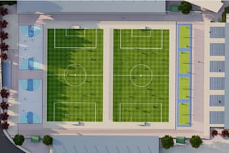 redevelop 3d basketball arena, sport facilities, tennis court, running track,