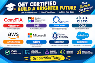 comptia network a pmp scrum ccna aws microsoft security salesforce