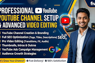 provide professional youtube channel setup, advanced video SEO, and pro editor
