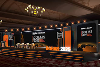 design 3d event stage, conference hall, show lighting, trade booth,dj space area