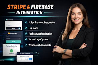 integrate stripe payment gateway, firestore  authentication, google firebase