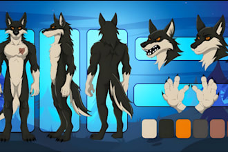 draw custom furry reference sheet anthro oc art fursona ref sheet fursuit design