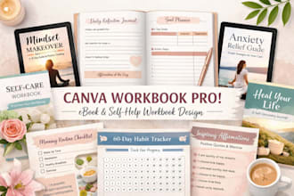 design canva workbook pro ebook, self help workbook, canva ebook pdf
