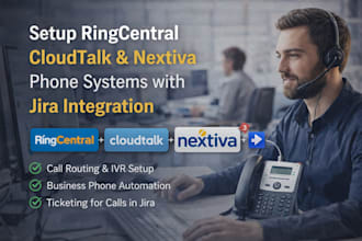 setup ringcentral, cloudtalk, nextiva phone systems with jira integration