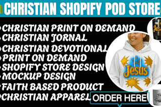 design christian print on demand t shirt graphics shopify pod store setup