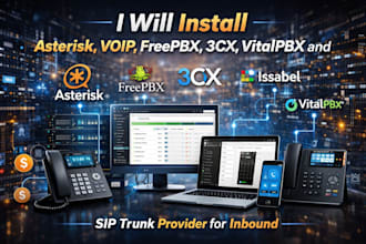 install asterisk, voip, freepbx, 3cx,vitalpbx and issabel