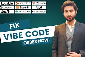 fix vibe coded frontend and backend apps lovable, replit, cursor, base44, bolt