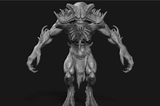 make 3d humanoid character dnd creature, dinosaurs model,sculpt vr avatar zbrush