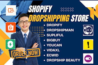 design shopify dropshipping store dropify supliful bigbuy youcan vidaxl dropship