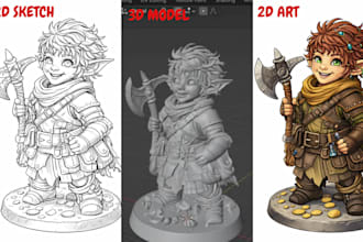 convert 2d image photo to 3d model image art toy stl file for 3d printing