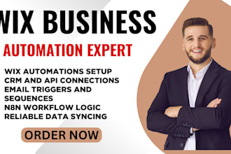 build wix automation, CRM integration, email workflows, and n8n automations