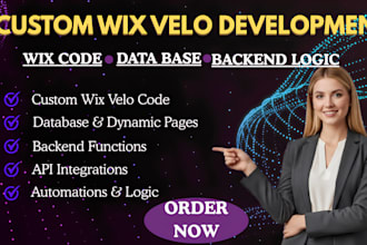 develop custom wix velo code wix database backend features