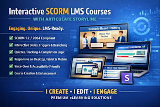 create modern and unique interactive scorm lms course using articulate storyline