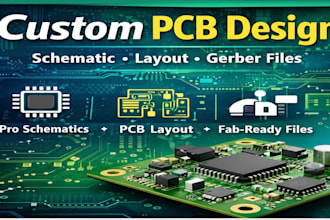 design a custom pcb layout with schematic and gerber files for fabrication